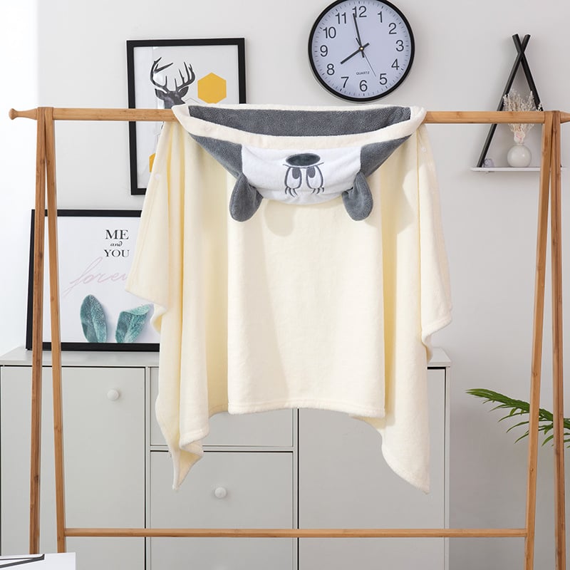 Yan Yan παιδικό μπουρνούζι-πετσέτα με κουκούλα από coral fleece, 150D, 300–400 g, απλή ύφανση