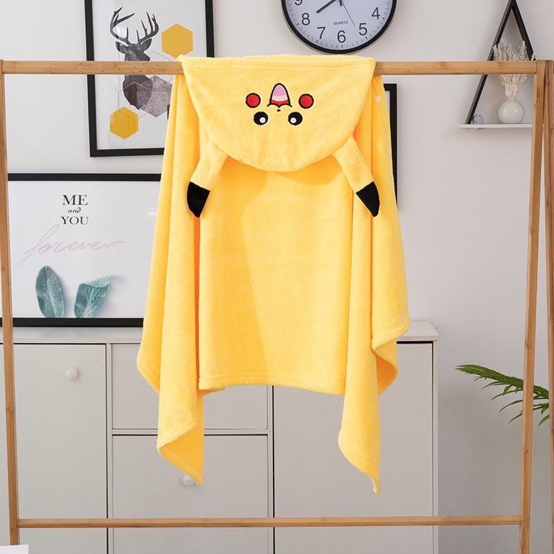 Yan Yan παιδικό μπουρνούζι-πετσέτα με κουκούλα από coral fleece, 150D, 300–400 g, απλή ύφανση
