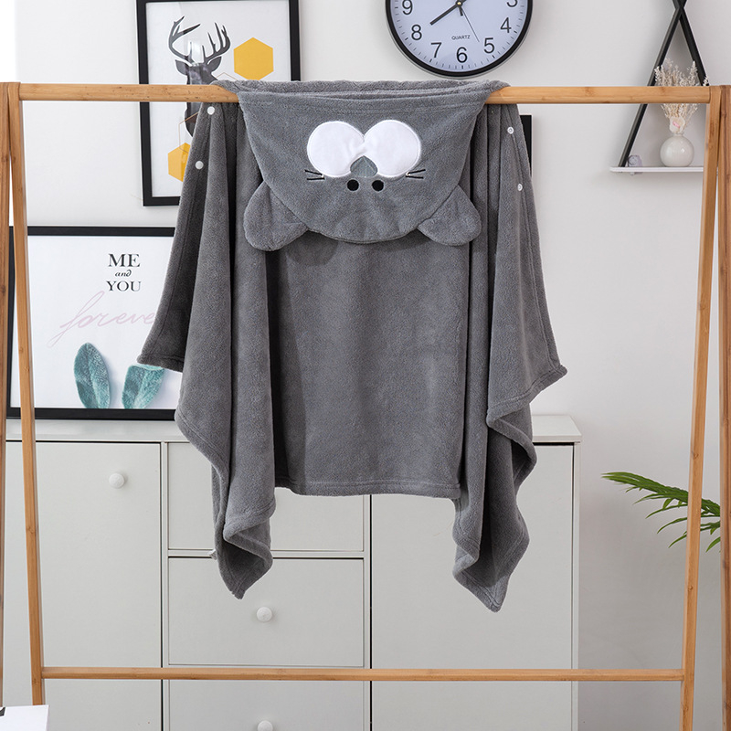 Yan Yan παιδικό μπουρνούζι-πετσέτα με κουκούλα από coral fleece, 150D, 300–400 g, απλή ύφανση