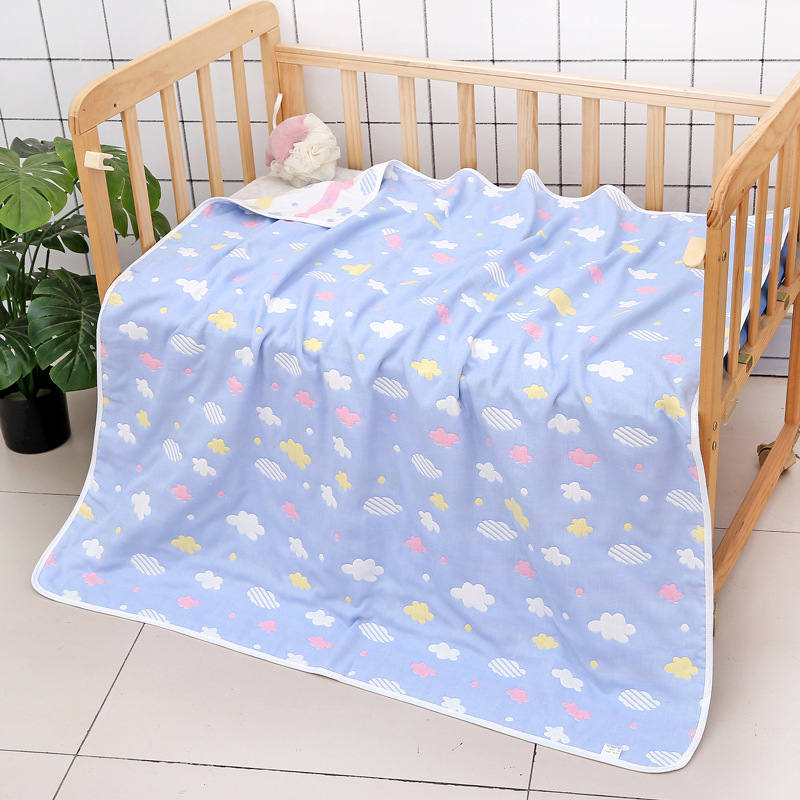 Βρεφική πετσέτα μπάνιου από γάζα, εξάστρωτη βαμβακερή γάζα με σχέδιο ζωάκια, Jacquard ύφασμα, 80–100 g