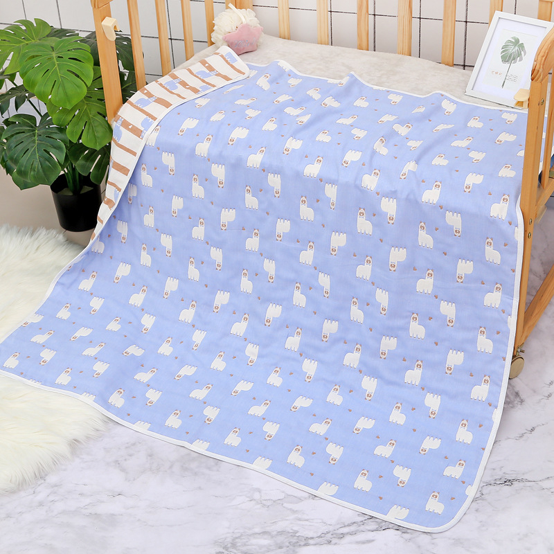 Βρεφική πετσέτα μπάνιου από γάζα, εξάστρωτη βαμβακερή γάζα με σχέδιο ζωάκια, Jacquard ύφασμα, 80–100 g