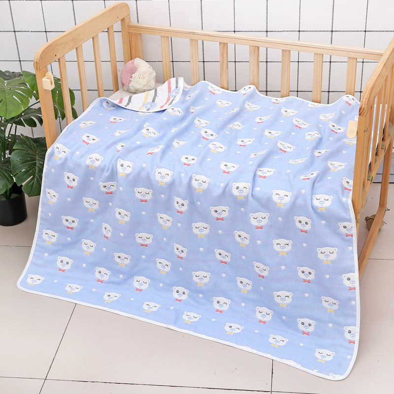 Βρεφική πετσέτα μπάνιου από γάζα, εξάστρωτη βαμβακερή γάζα με σχέδιο ζωάκια, Jacquard ύφασμα, 80–100 g