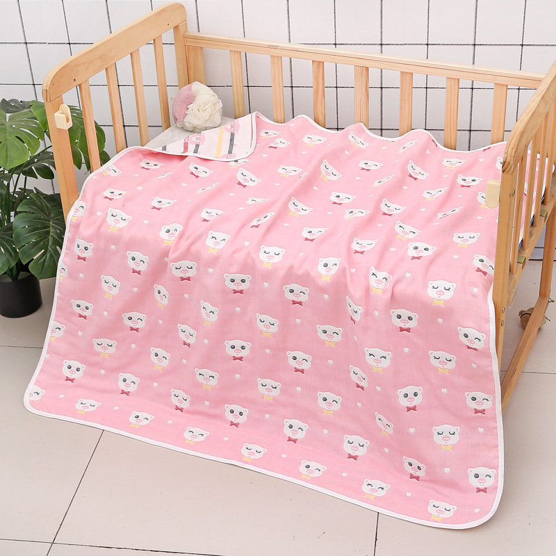 Βρεφική πετσέτα μπάνιου από γάζα, εξάστρωτη βαμβακερή γάζα με σχέδιο ζωάκια, Jacquard ύφασμα, 80–100 g