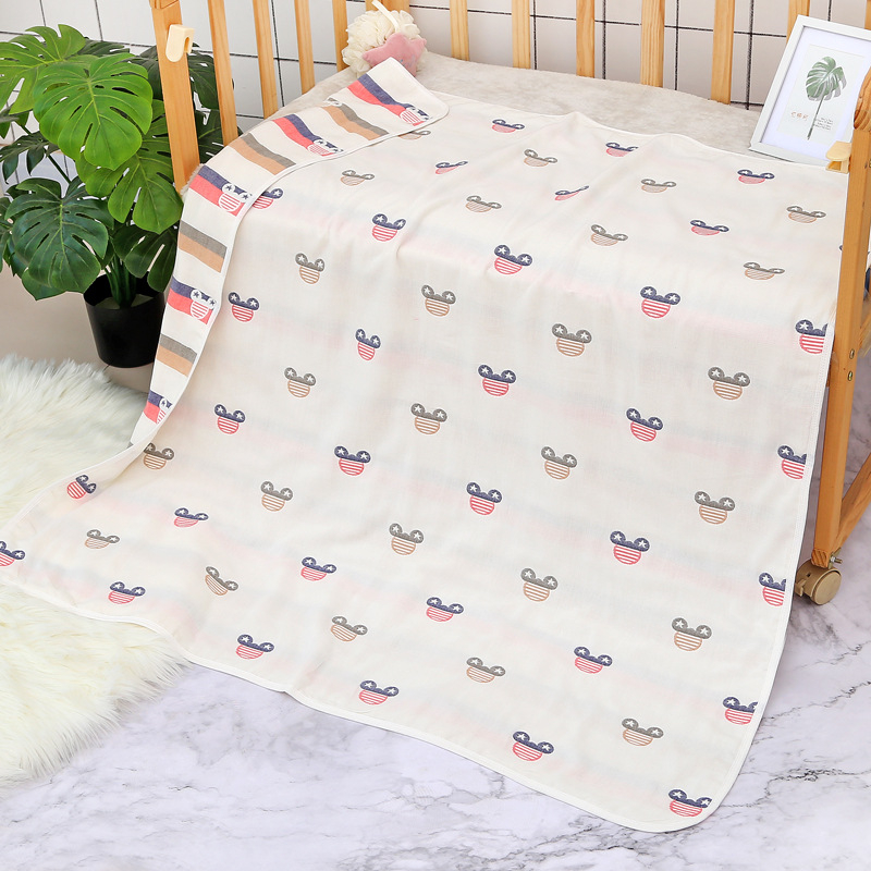 Βρεφική πετσέτα μπάνιου από γάζα, εξάστρωτη βαμβακερή γάζα με σχέδιο ζωάκια, Jacquard ύφασμα, 80–100 g