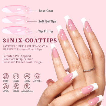 Επιθέματα νυχιών για γαλλικό μανικιούρ, υπερλεπτές, καρό σχέδιο, Chan Duo OEM ιδιωτική ετικέτα