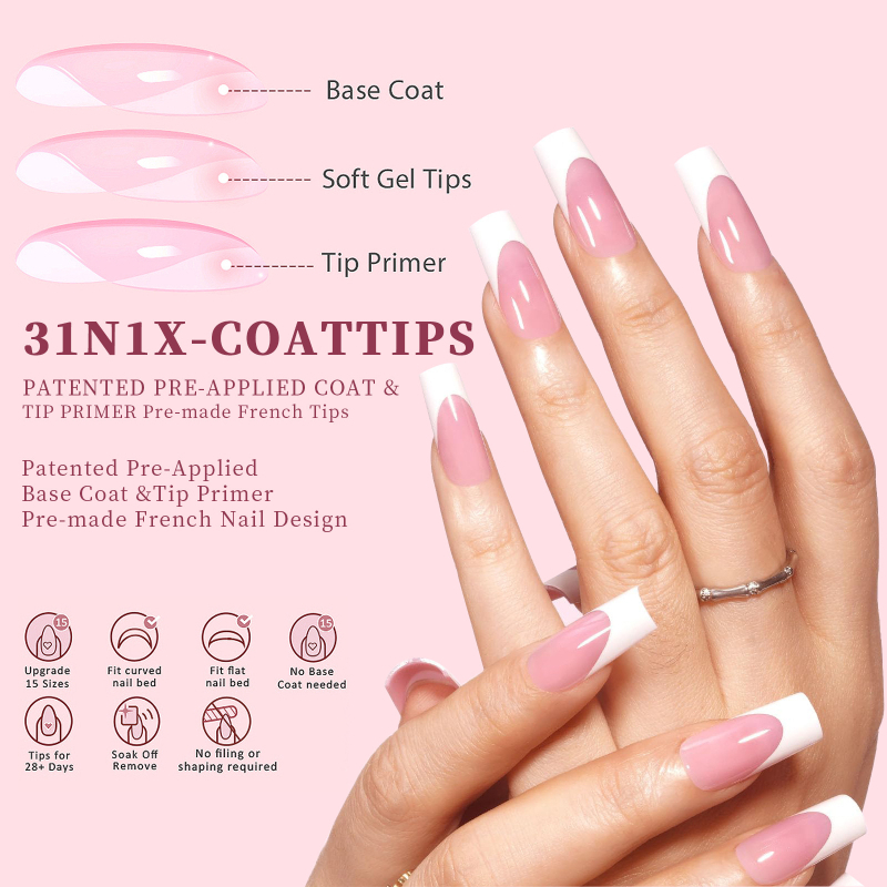 Επιθέματα νυχιών για γαλλικό μανικιούρ, υπερλεπτές, καρό σχέδιο, Chan Duo OEM ιδιωτική ετικέτα