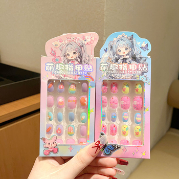 Παιδικά αυτοκόλλητα νυχιών με καρτούν σχέδια, υλικό PET, 24 τεμάχια, αυτοκόλλητα με σχέδια: τουλίπες, λουλούδια, κορδέλα, αστέρια, φεγγάρι, πεταλούδα