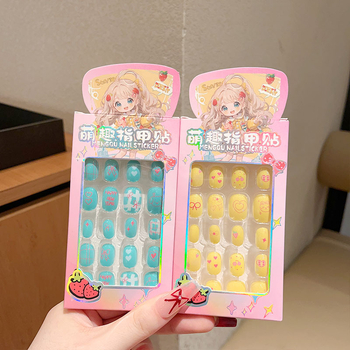 Παιδικά αυτοκόλλητα νυχιών με καρτούν σχέδια, υλικό PET, 24 τεμάχια, αυτοκόλλητα με σχέδια: τουλίπες, λουλούδια, κορδέλα, αστέρια, φεγγάρι, πεταλούδα