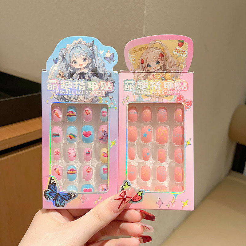 Stickere pentru unghii pentru copii, material PET, 24 bucăți, autoadezive, modele: lalele, flori, funda, cer înstelat, fluture, lună