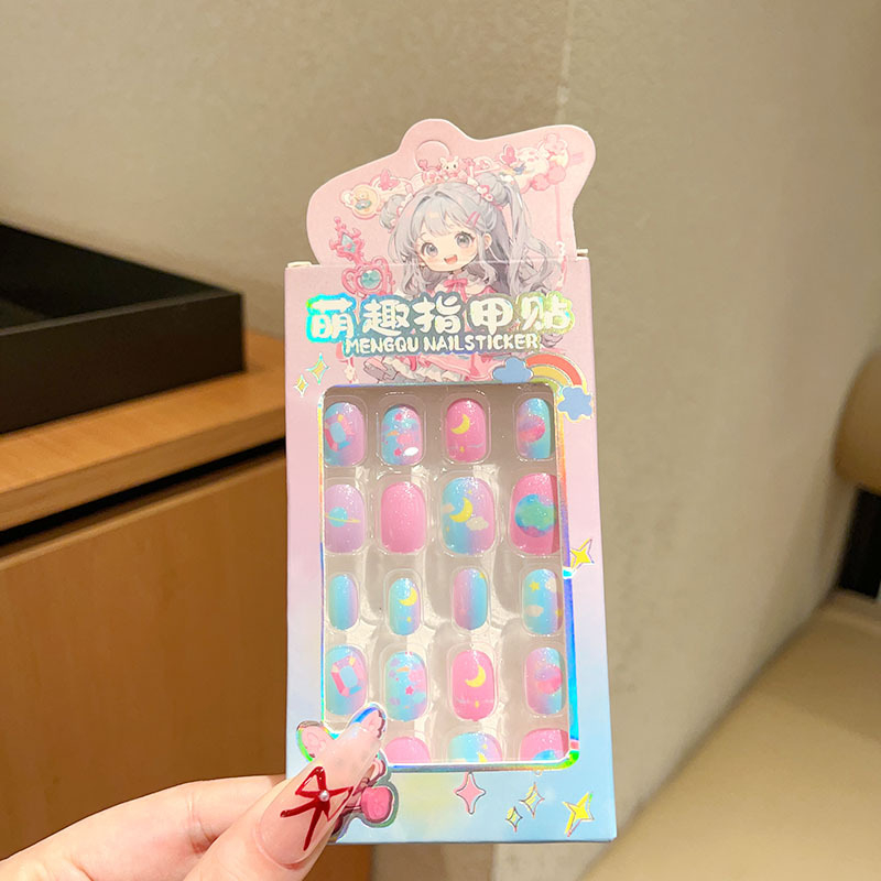 Stickere pentru unghii pentru copii, material PET, 24 bucăți, autoadezive, modele: lalele, flori, funda, cer înstelat, fluture, lună