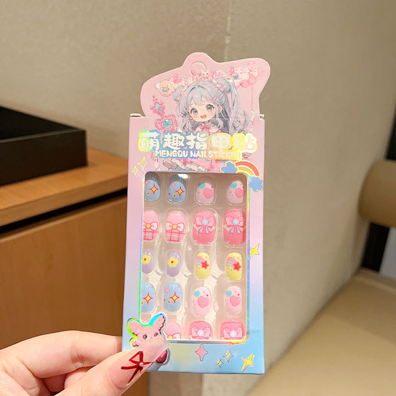 Stickere pentru unghii pentru copii, material PET, 24 bucăți, autoadezive, modele: lalele, flori, funda, cer înstelat, fluture, lună