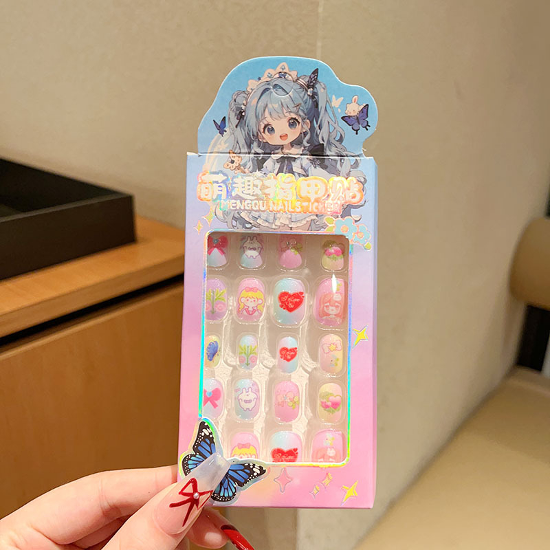 Stickere pentru unghii pentru copii, material PET, 24 bucăți, autoadezive, modele: lalele, flori, funda, cer înstelat, fluture, lună