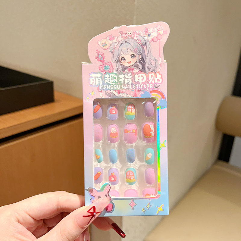 Stickere pentru unghii pentru copii, material PET, 24 bucăți, autoadezive, modele: lalele, flori, funda, cer înstelat, fluture, lună