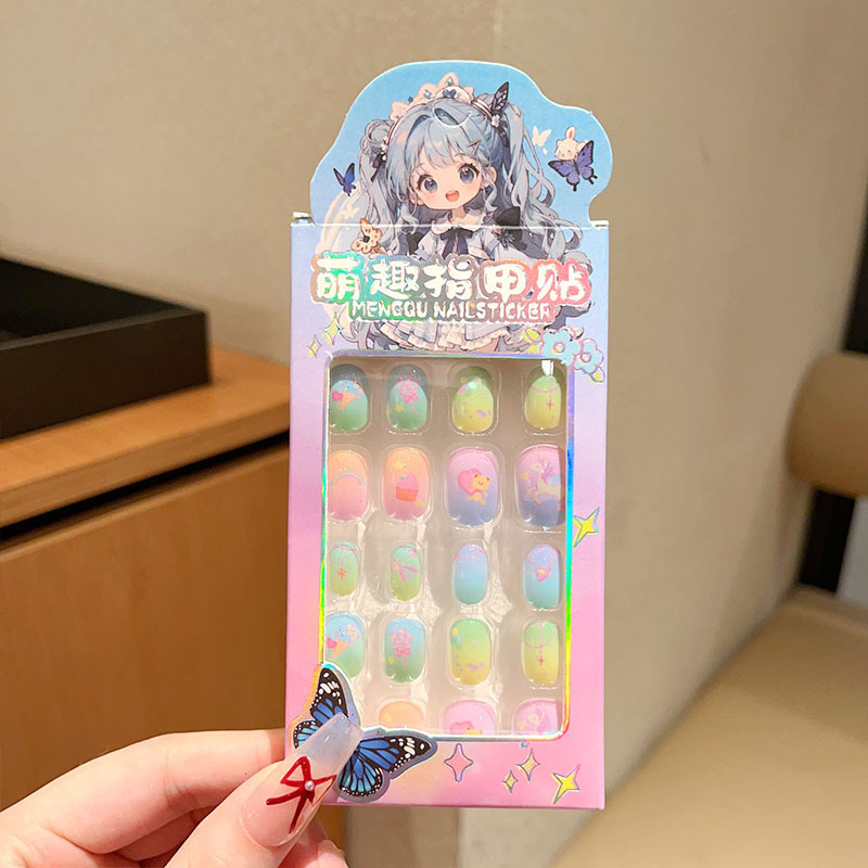 Stickere pentru unghii pentru copii, material PET, 24 bucăți, autoadezive, modele: lalele, flori, funda, cer înstelat, fluture, lună