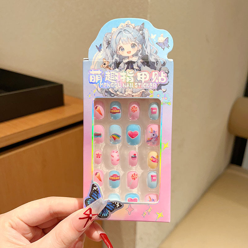 Stickere pentru unghii pentru copii, material PET, 24 bucăți, autoadezive, modele: lalele, flori, funda, cer înstelat, fluture, lună