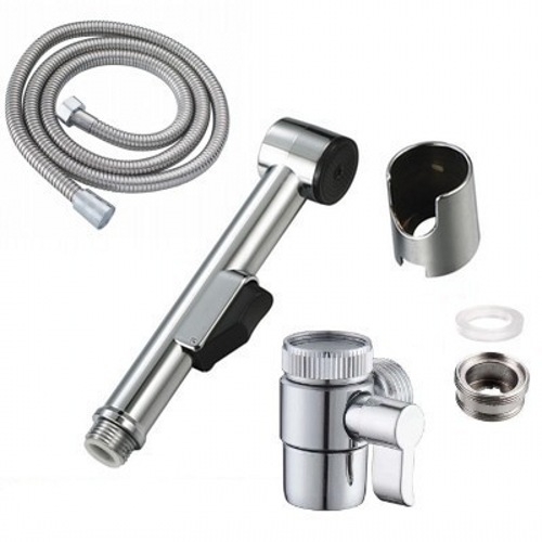 Nešiojamas tualeto bidė purkštuvo galvutė, ABS medžiaga, elektroplatinės apdailos, 4 taškų jungtis, veikimo temperatūra 0-90°C, nominalus slėgis 1.0 MPa