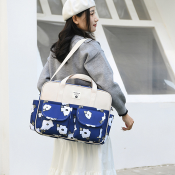 Τσάντα μαμά μεγάλης χωρητικότητας 20–35 L, με ιμάντα στον ώμο, αδιάβροχο Oxford ύφασμα, ανθινο μοτίβο, unisex