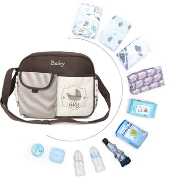 Τσάντα μαμάς με ιμάντα στον ώμο, κεντημένο καρτούν μοτίβο, νάιλον, ελαφριά, αδιάβροχη, ευρύχωρη, επένδυση πολυεστέρα