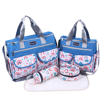 Τσάντα για πάνες — πολυλειτουργική, ελαφριά, καπιτονέ (ύφασμα πολυεστέρας; επένδυση νάιλον; γεωμετρικό μοτίο; καμπύλη ιμάντας ώμου)