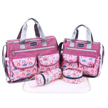 Τσάντα για πάνες — πολυλειτουργική, ελαφριά, καπιτονέ (ύφασμα πολυεστέρας; επένδυση νάιλον; γεωμετρικό μοτίο; καμπύλη ιμάντας ώμου)