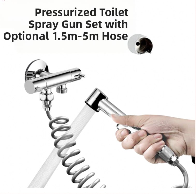 ABS plasto rankinis tualeto purkštuvas su žarnos komplektu, modelis HU-887, slėgio funkcija, rankinis prijungimas, veikimo temperatūra 80°C