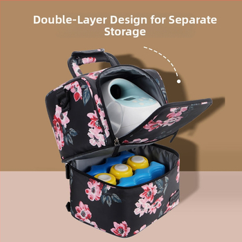 Τσάντα αντλίας στήθους με διπλό μονωτικό για αποθήκευση μητρικού γάλακτος — εξωτερικό ύφασμα Oxford, αδιάβροχη, διαχωρισμός στεγνό-υγρό, επένδυση από 10 mm μαργαριταρένια βάτα