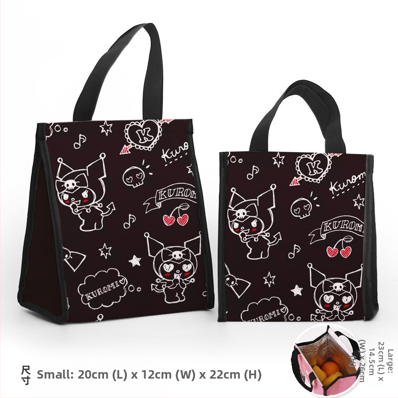 Pusdienu soma ar pielāgojamiem daudzmotīvu motīvām, karikatūra par mazo dēmonu modernā minimālisma stilā