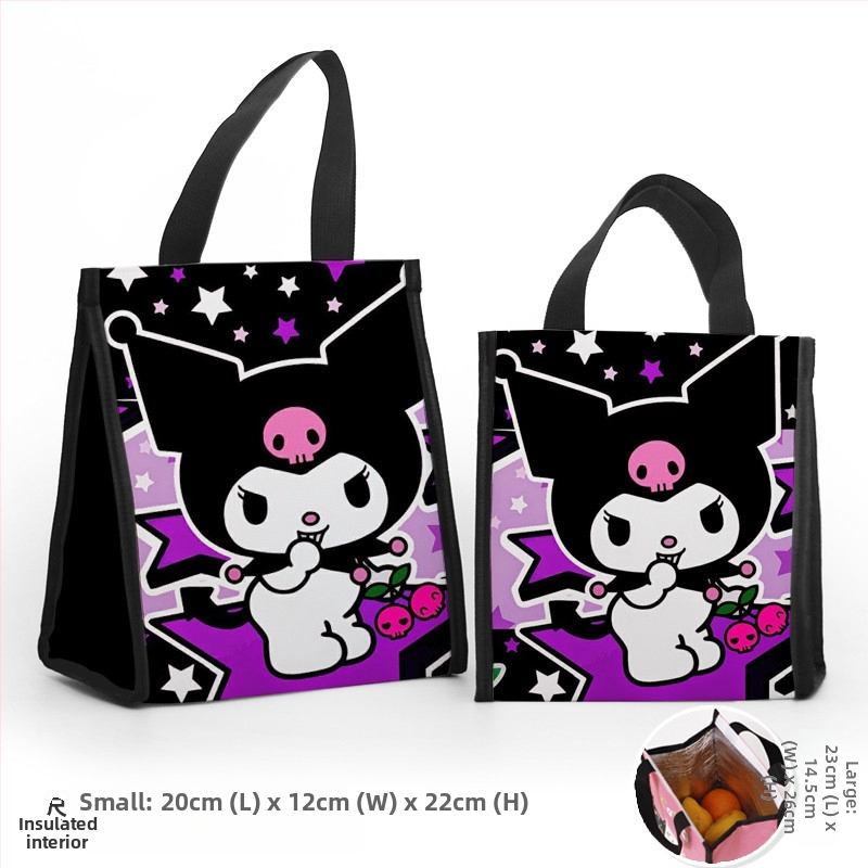 Pusdienu soma ar pielāgojamiem daudzmotīvu motīvām, karikatūra par mazo dēmonu modernā minimālisma stilā