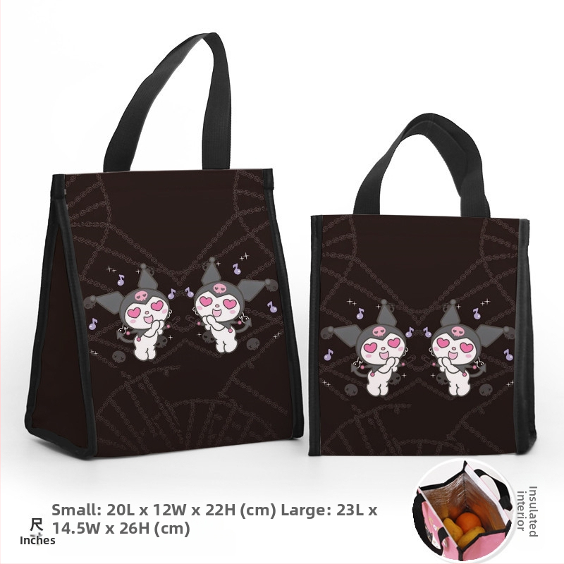 Pusdienu soma ar pielāgojamiem daudzmotīvu motīvām, karikatūra par mazo dēmonu modernā minimālisma stilā