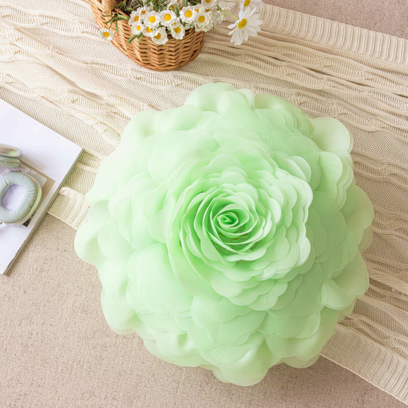 Organza pagalvės užvalkalas su 3D gėlių raštu, princesės stilius, lengvas prabangos pojūtis