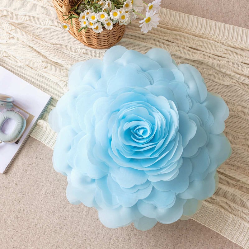 Organza pagalvės užvalkalas su 3D gėlių raštu, princesės stilius, lengvas prabangos pojūtis