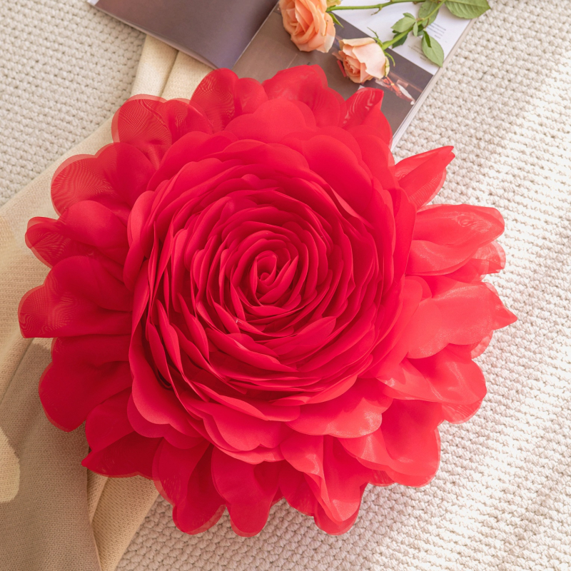 Organza pagalvės užvalkalas su 3D gėlių raštu, princesės stilius, lengvas prabangos pojūtis