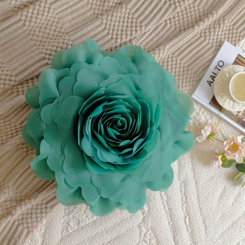 Organza pagalvės užvalkalas su 3D gėlių raštu, princesės stilius, lengvas prabangos pojūtis