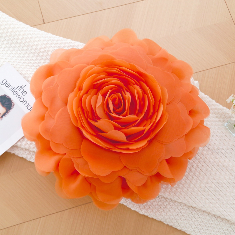 Organza pagalvės užvalkalas su 3D gėlių raštu, princesės stilius, lengvas prabangos pojūtis