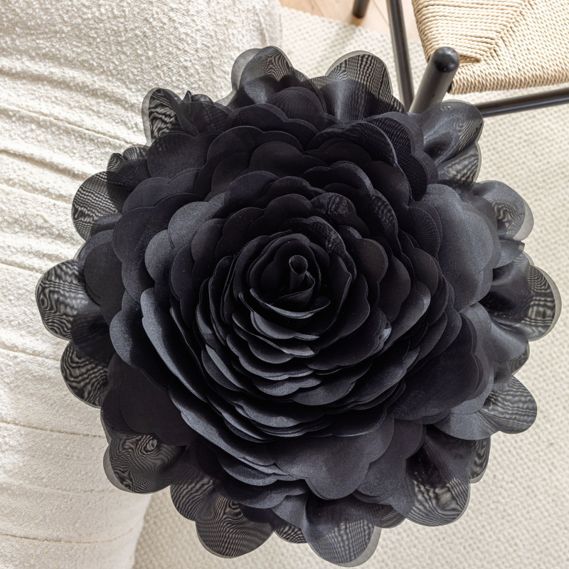 Organza pagalvės užvalkalas su 3D gėlių raštu, princesės stilius, lengvas prabangos pojūtis