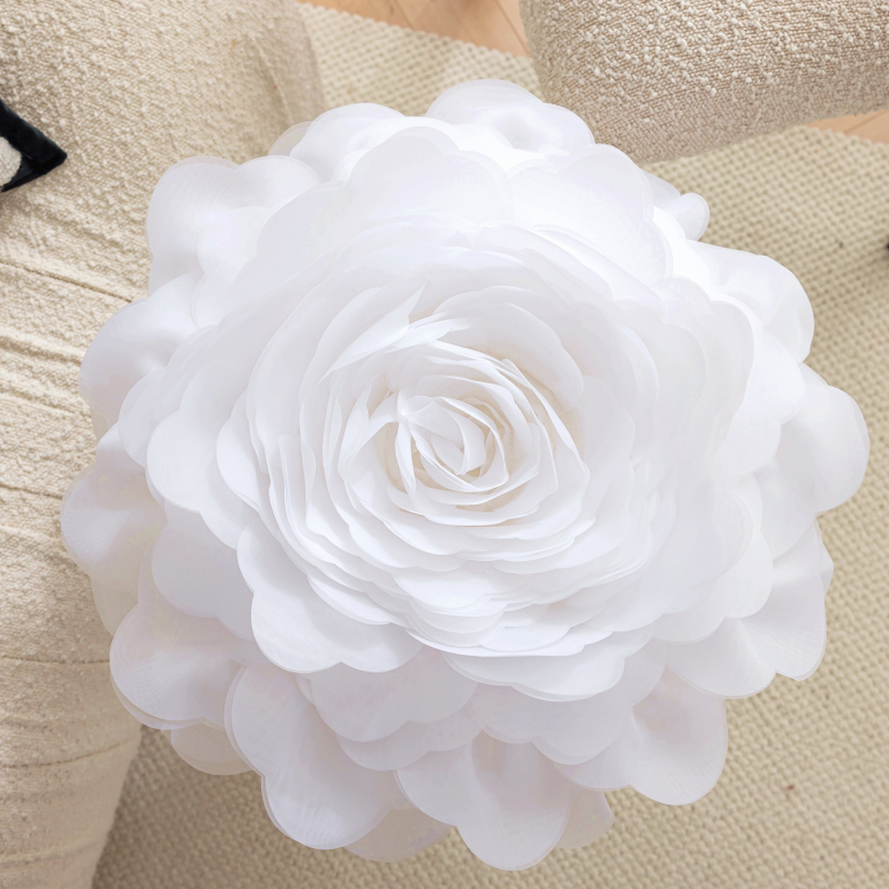 Organza pagalvės užvalkalas su 3D gėlių raštu, princesės stilius, lengvas prabangos pojūtis