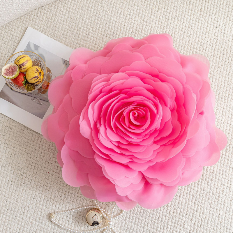 Organza pagalvės užvalkalas su 3D gėlių raštu, princesės stilius, lengvas prabangos pojūtis