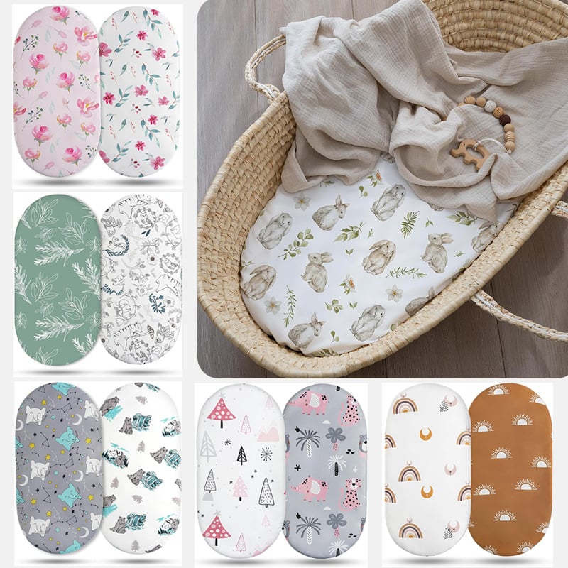 Комплект спално бельо за люлка – чист памук, принт за четири сезона, прост стил, покривка за матрак и покривка за маса за смяна пелени за новородени