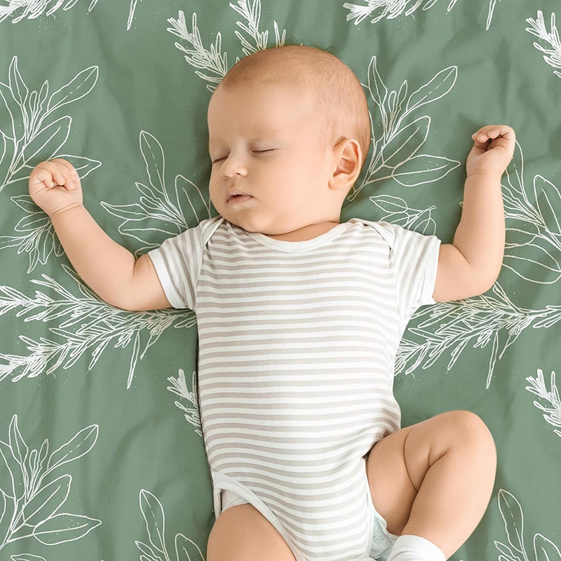 Комплект спално бельо за люлка – чист памук, принт за четири сезона, прост стил, покривка за матрак и покривка за маса за смяна пелени за новородени