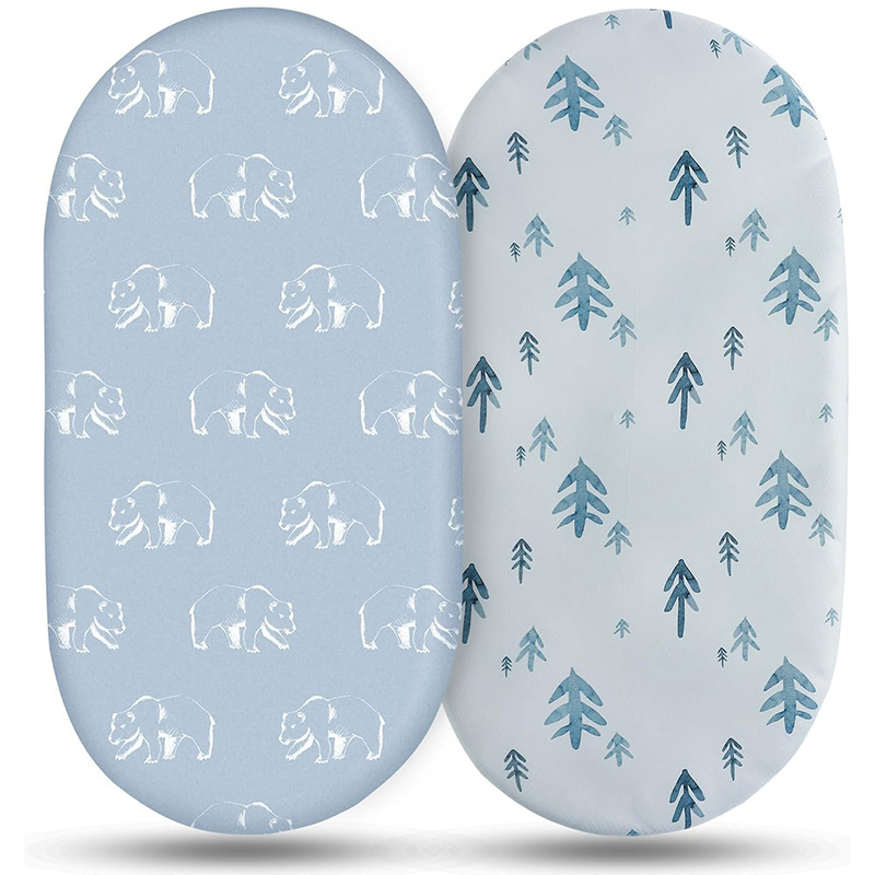 Комплект спално бельо за люлка – чист памук, принт за четири сезона, прост стил, покривка за матрак и покривка за маса за смяна пелени за новородени