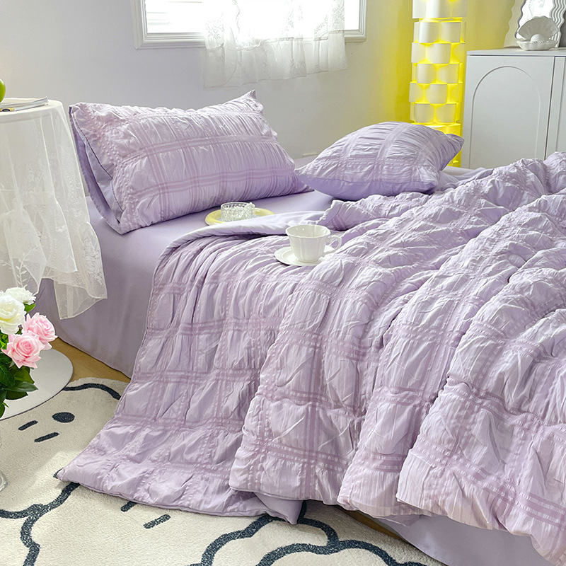 Seersucker vasaros antklodės rinkinys - 4 dalių komplektas, vandens plovimo medvilnė, poliesterio užpildas, reaktyvus spausdinimas, svoris 1-1.5 kg, INS stilius