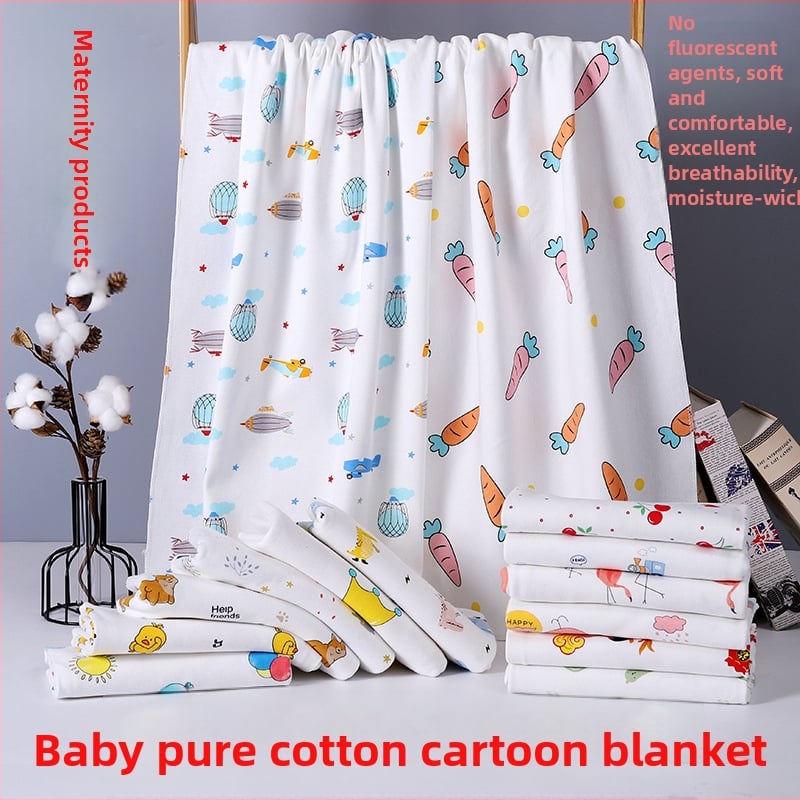 Памучна кърпа за новородено, мека дишаща обвивка за завиване, шарка животни