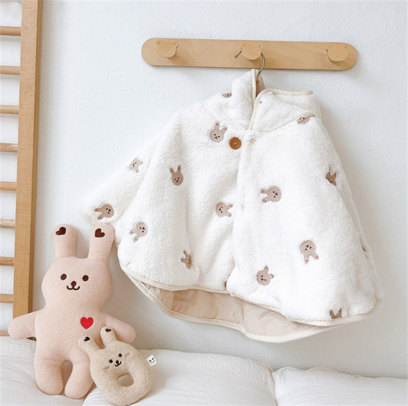 Παιδικός μανδύας με αποσπώμενη κουκούλα, βελούδινο ύφασμα Coral Vinylon (91–95%), επένδυση πολυεστερική, παχύς για χειμώνα