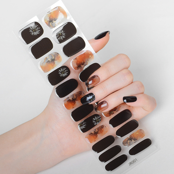 Hsien Tai Ķīniešu stilā UV gaismas terapija nagu uzlīmes, 24 gab., pilns komplekts, gēla nagu uzlīmes daļēji sacietējušas, balināšana