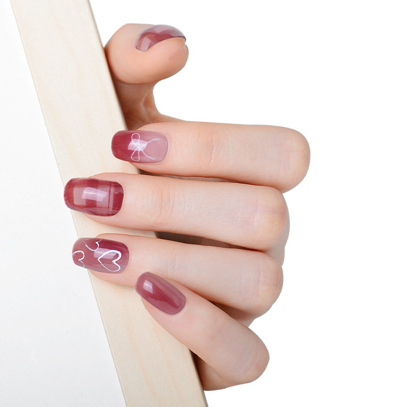 Hsien Tai Ķīniešu stilā UV gaismas terapija nagu uzlīmes, 24 gab., pilns komplekts, gēla nagu uzlīmes daļēji sacietējušas, balināšana