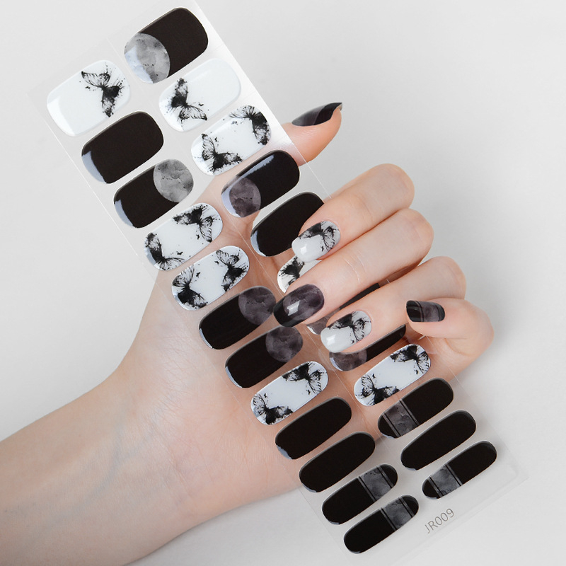 Hsien Tai Ķīniešu stilā UV gaismas terapija nagu uzlīmes, 24 gab., pilns komplekts, gēla nagu uzlīmes daļēji sacietējušas, balināšana