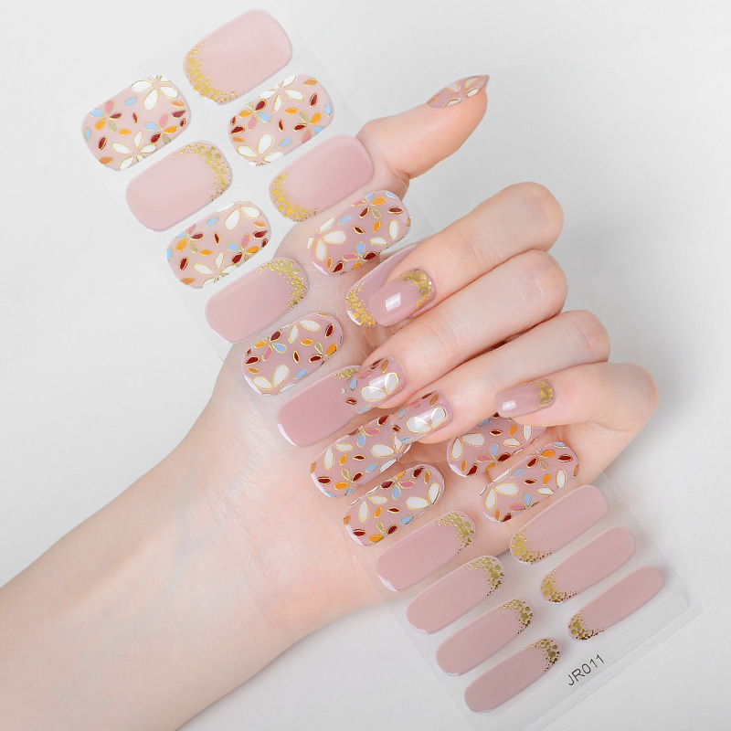 Hsien Tai Ķīniešu stilā UV gaismas terapija nagu uzlīmes, 24 gab., pilns komplekts, gēla nagu uzlīmes daļēji sacietējušas, balināšana