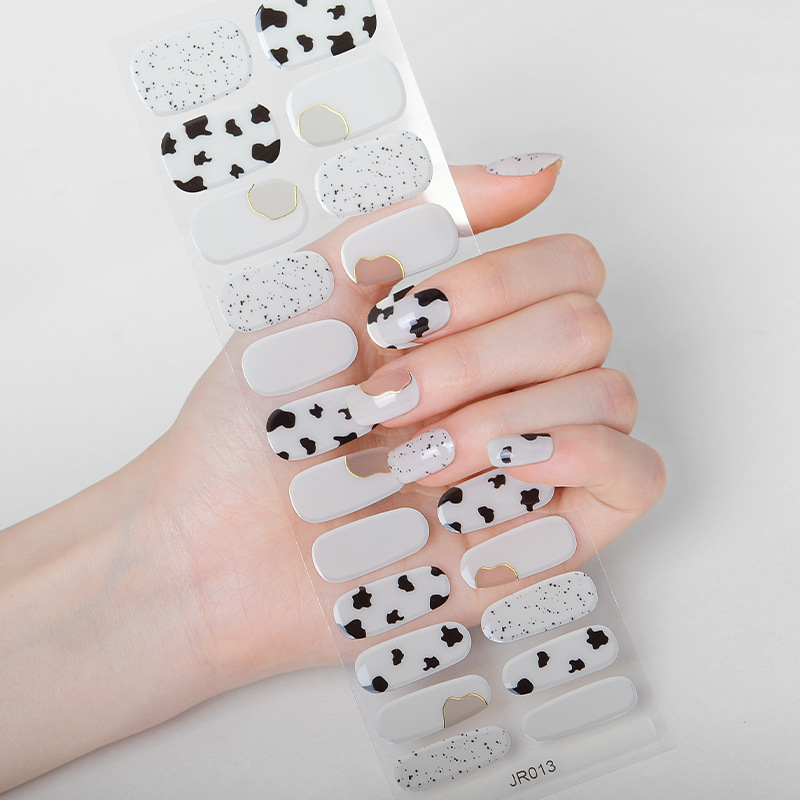 Hsien Tai Ķīniešu stilā UV gaismas terapija nagu uzlīmes, 24 gab., pilns komplekts, gēla nagu uzlīmes daļēji sacietējušas, balināšana