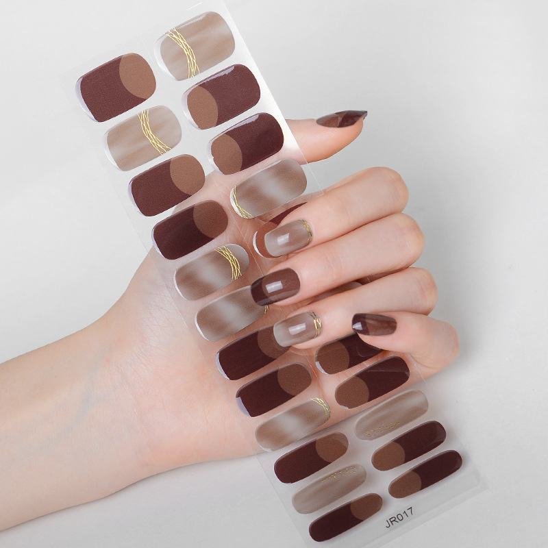 Hsien Tai Ķīniešu stilā UV gaismas terapija nagu uzlīmes, 24 gab., pilns komplekts, gēla nagu uzlīmes daļēji sacietējušas, balināšana