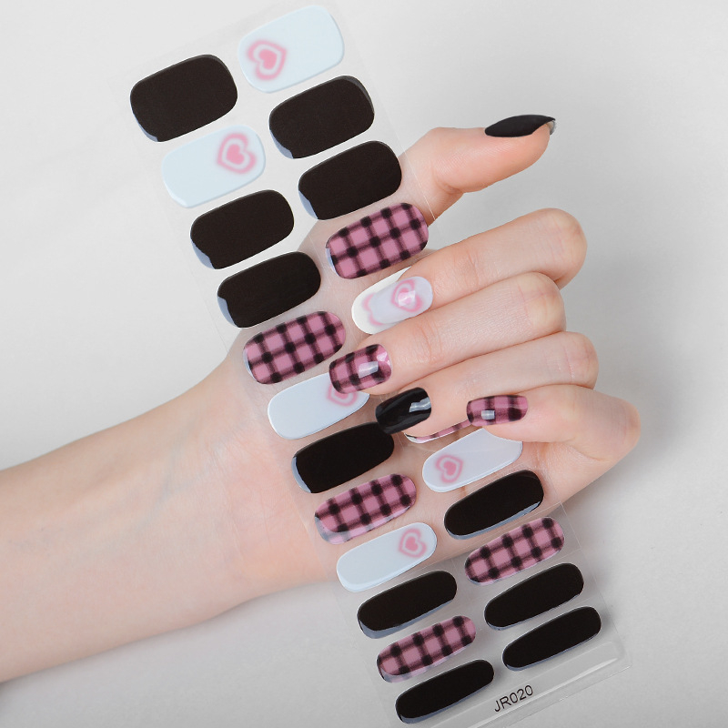 Hsien Tai Ķīniešu stilā UV gaismas terapija nagu uzlīmes, 24 gab., pilns komplekts, gēla nagu uzlīmes daļēji sacietējušas, balināšana